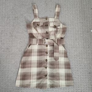Ardene Beige and Brown Plaid Shirt